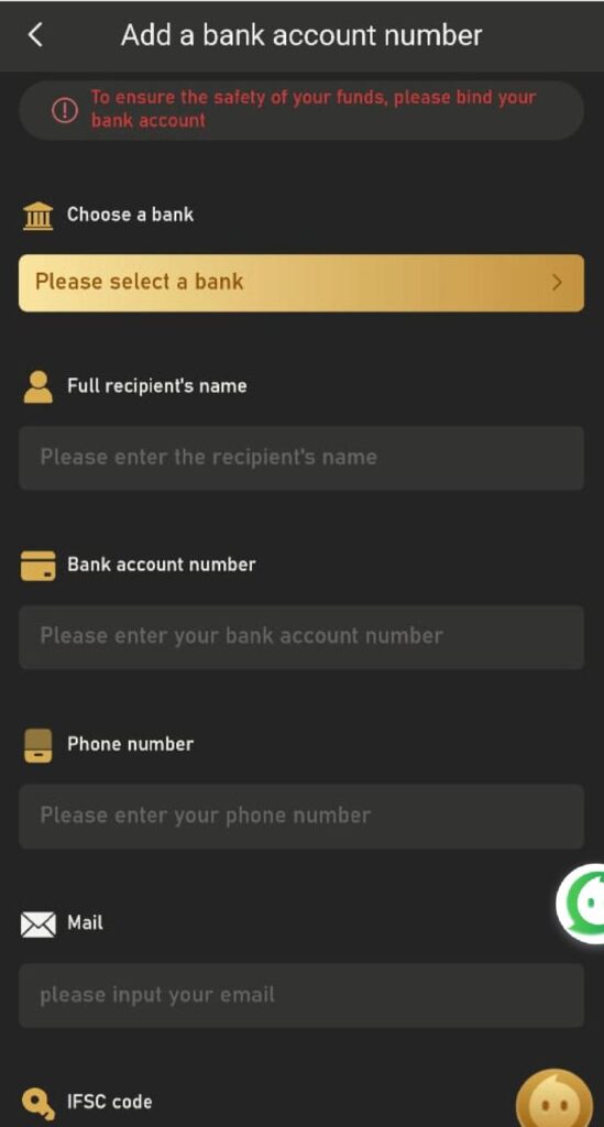Add bank account
